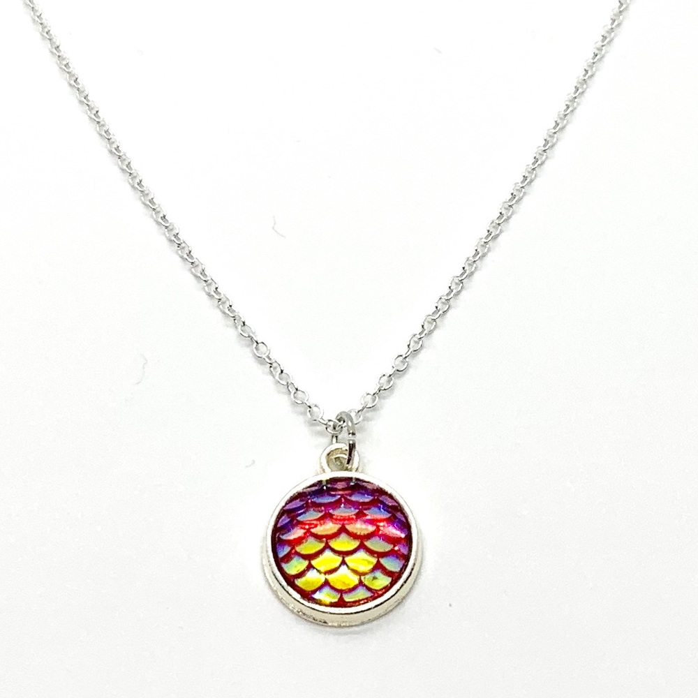 925 Red Mermaid Scale Pendant Necklace